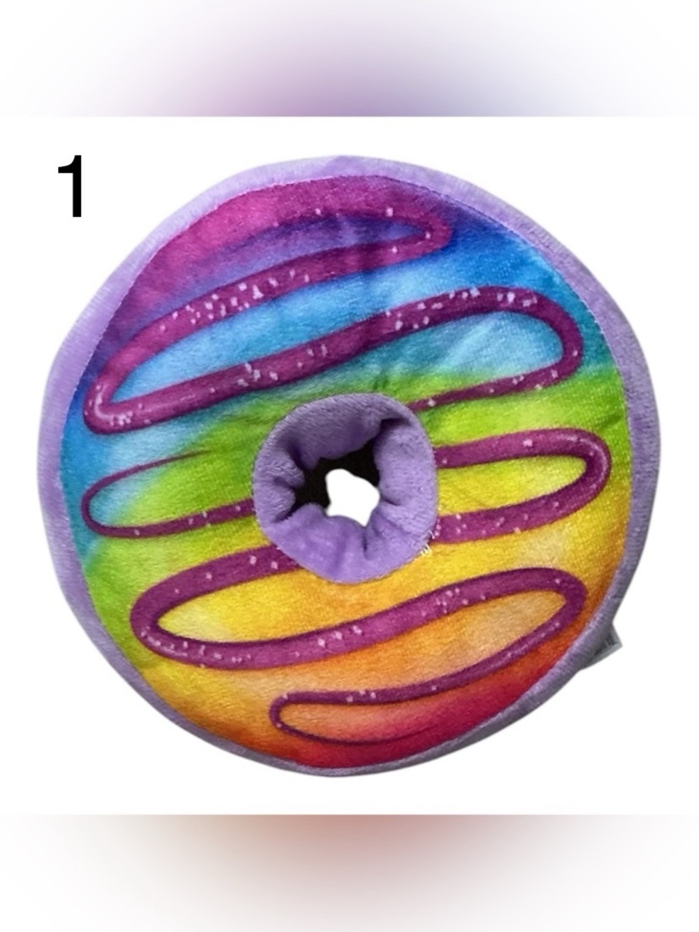 Donut Plush Rainbow Toy with Purple Icing Detail 8” NWT